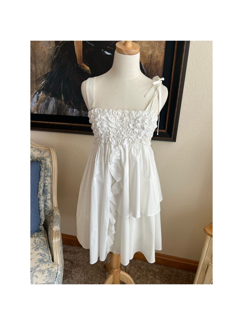 NWT VIVETTA White Ruffled Mini Dress M